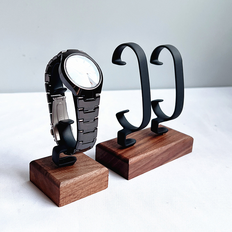 Jewelry And Watches Inc - 木製C型ウォッチホルダー、無垢材ジュエリーディスプレイスタンド（ブレスレット、指輪、イヤリング用）、デスクトップ小物整理台