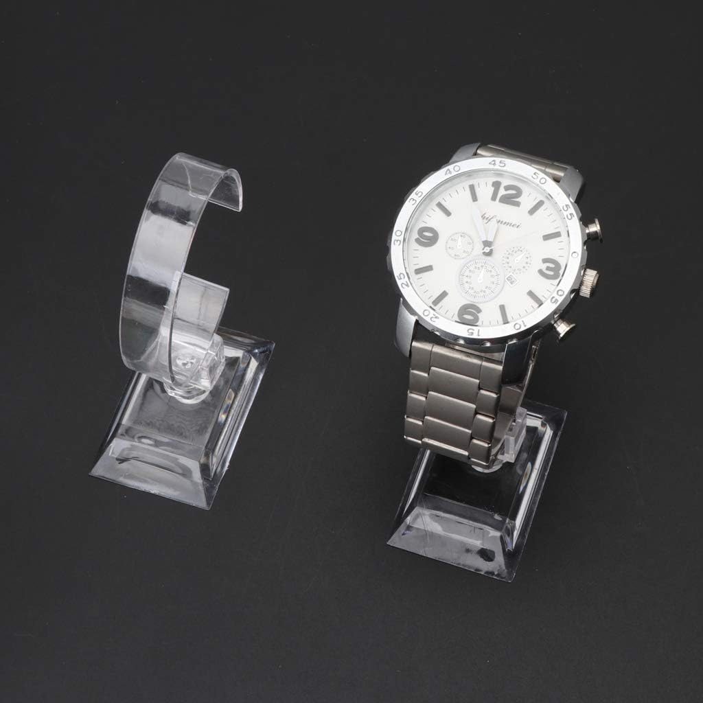 Jewelry And Watches Inc - 卸売 10 個透明アクリル時計ディスプレイホルダー、メンズ腕時計/ブレスレット用、C リングラック付き安定したホーム/ストアオーガナイザー