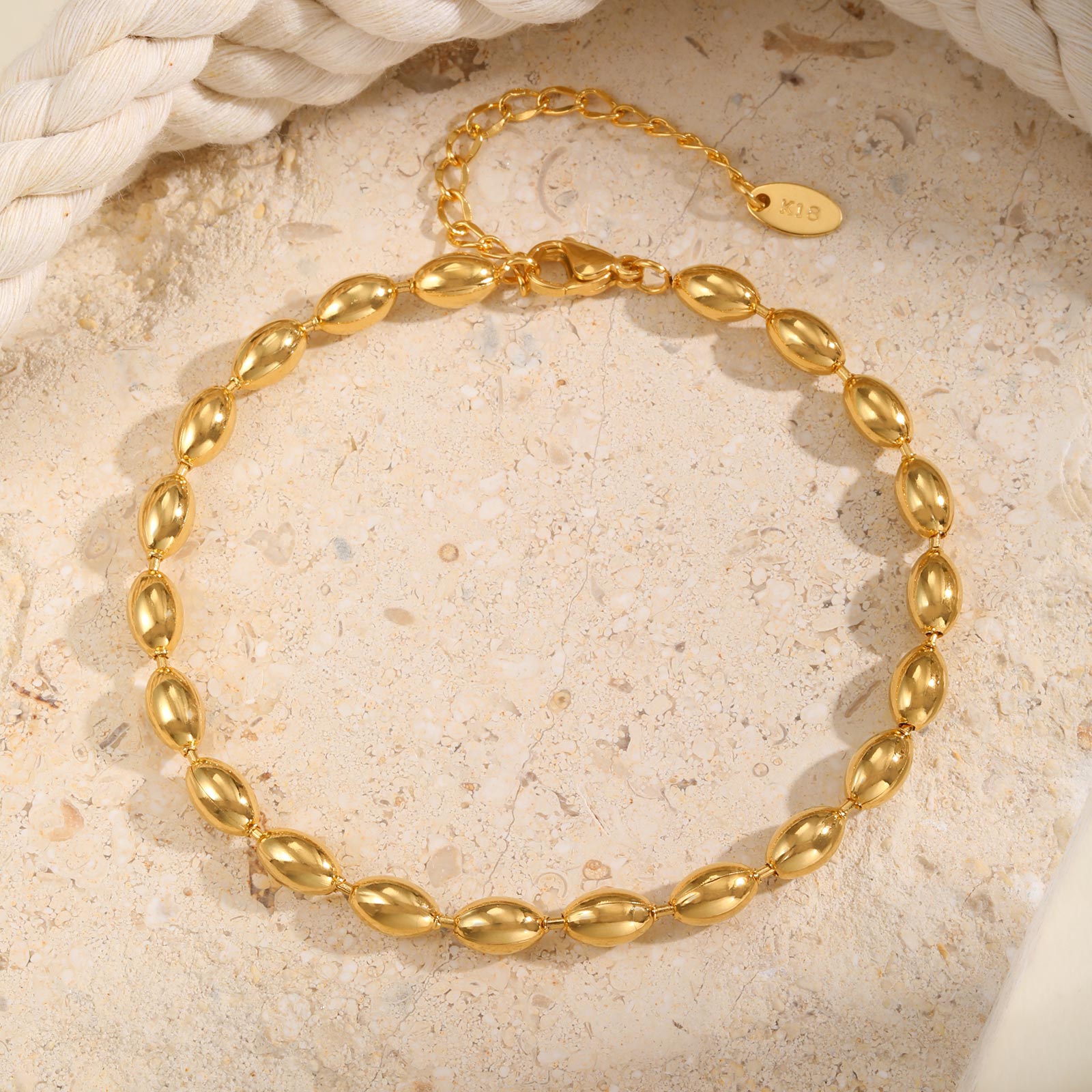 ステンレス鋼ラグビービーズチェーンアンクレット女性用、ゴール - Jc Jewelry & Watches Photos のレビューと価格