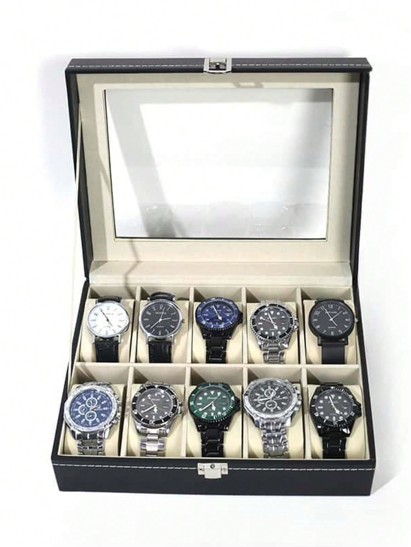 ロック付きレザー時計ボックス、大容量時計ディスプレイケース、 - Watch Display Box のレビューと価格
