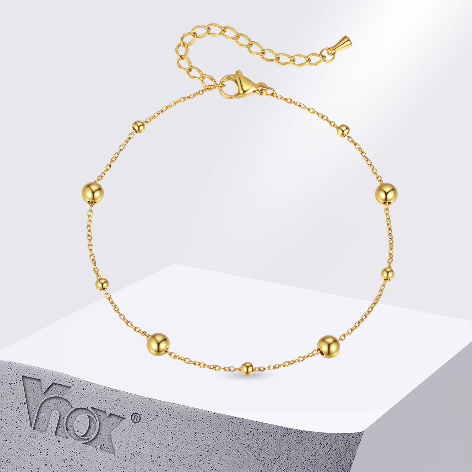 Vnox ステンレススチール製スモールビーズアンクレット、シ - Jc Jewelry & Watches Photos のレビューと価格
